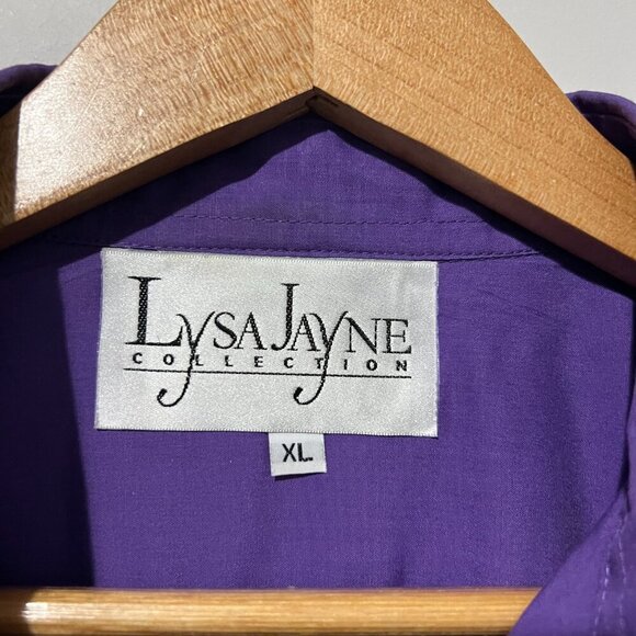Lysa Jane Collection Button Up Down Shirt Hat Appliques XL Women's Purple Cotton - Picture 4 of 6